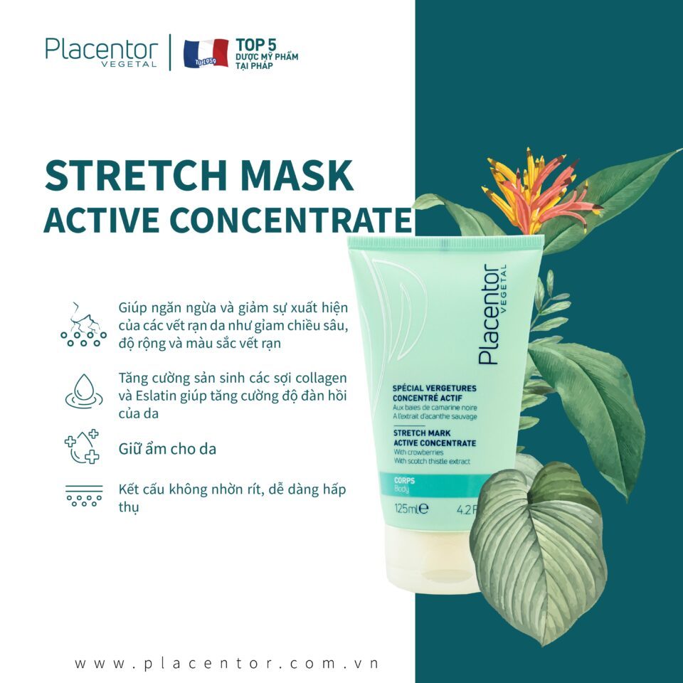 Thành Phần Và Công Dụng của Kem dưỡng ẩm, ngăn ngừa rạn da Placentor Vegetal STRETCH MARK ACTIVE CONCENTRATE